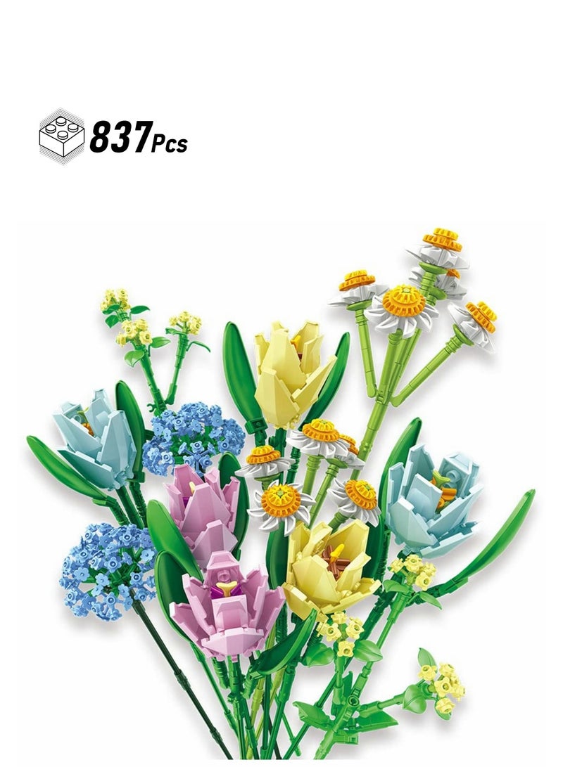 SYOSI Flower Bouquet Building Kit Tulips Blocks Sets Botanical Collection Creative Project for Adult Home Decoration Compatible with Lego  - Image 1