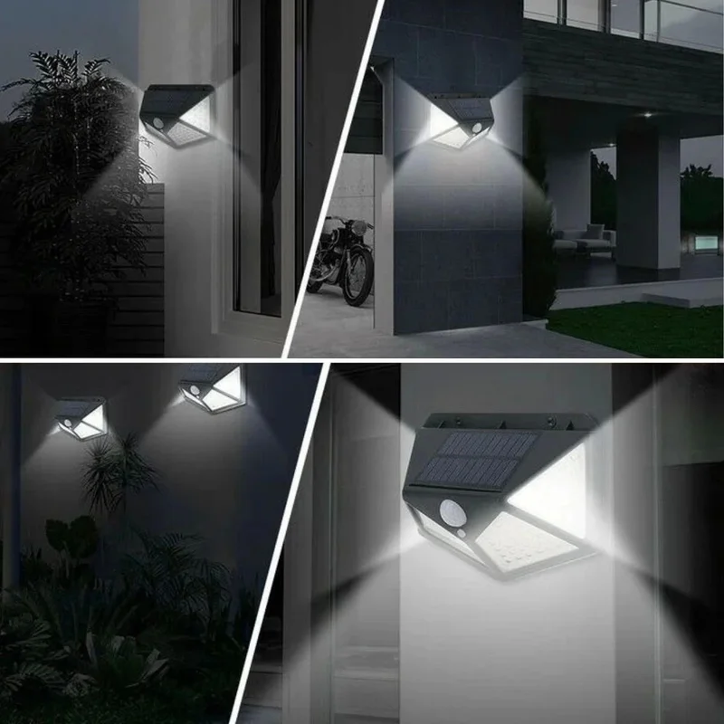 Lisinya 100 LED 3 Different Lighting Settings Solar Powered Motion Sensor Garden Wall Lamp