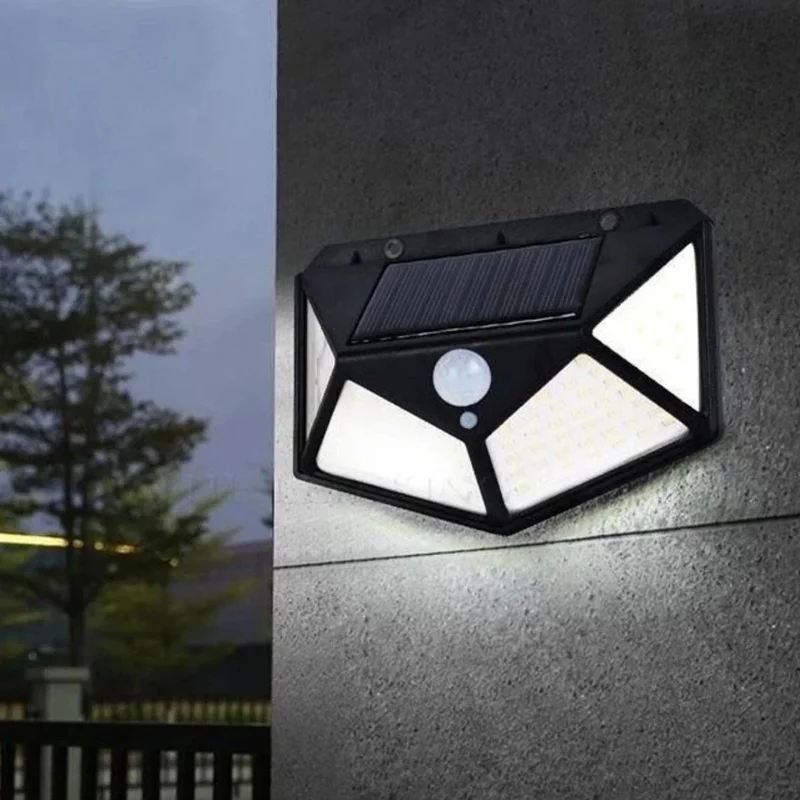 Lisinya 100 LED 3 Different Lighting Settings Solar Powered Motion Sensor Garden Wall Lamp