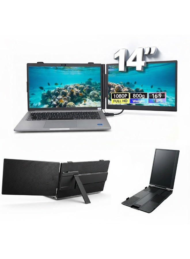 V2COM 14" Laptop Screen Extender, FHD 1080P IPS Portable Monitor for Laptop, Lightweight Plug & Play Travel Monitor for 13"-17" Laptops, USB-C/HDMI Compatible with Windows, Mac, ChromeOS & Android - Image 1