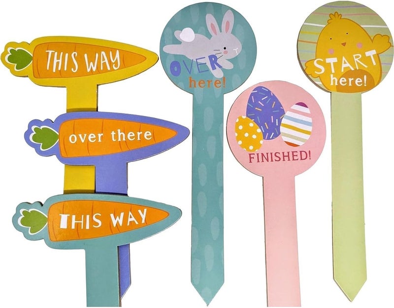 YLAB  Easter Egg Hunt Sign Kit  6 Wooden Signs