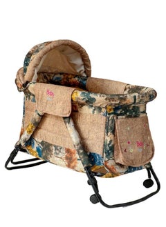 Generic Baby House Small Rocking Crib with Adjustable Design - 120 x 60 x 70 cm (L x W x H) - Beige  - Image 2