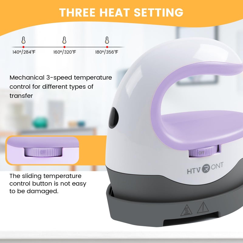 HTVRONT Heat Press Mini Heat Press Machine, Small Heat Press Portable Iron Press Machine for T Shirts, Hats, Heating Transfer Projects (Lavender Purple) - Image 2