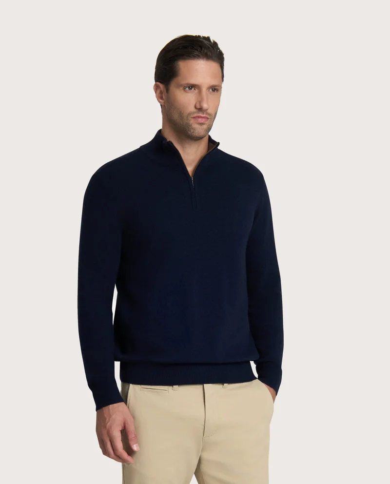 كاميتشسما Half-zip Jumper in dark blue cashmere blend