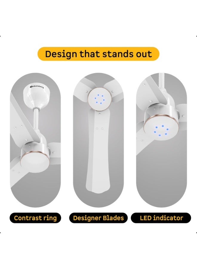 atomberg Renesa Halo Smart 900mm BLDC Ceiling Fan with IoT & Remote | BEE 5 star | High Air Delivery | Low noise operation | LED Speed Indicator | Sleek Design | 3 Year Warranty|White-Gold Ring - Image 2