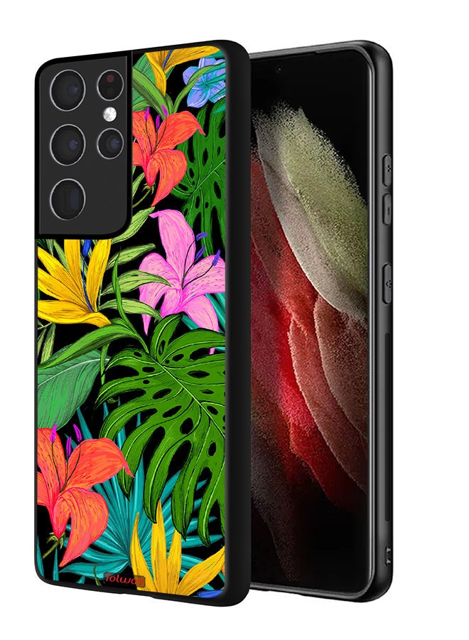 Tolwak Samsung Galaxy S21 Ultra 5G Protective Case Cover Pattern Tropical Flowers Leaves - Image 1
