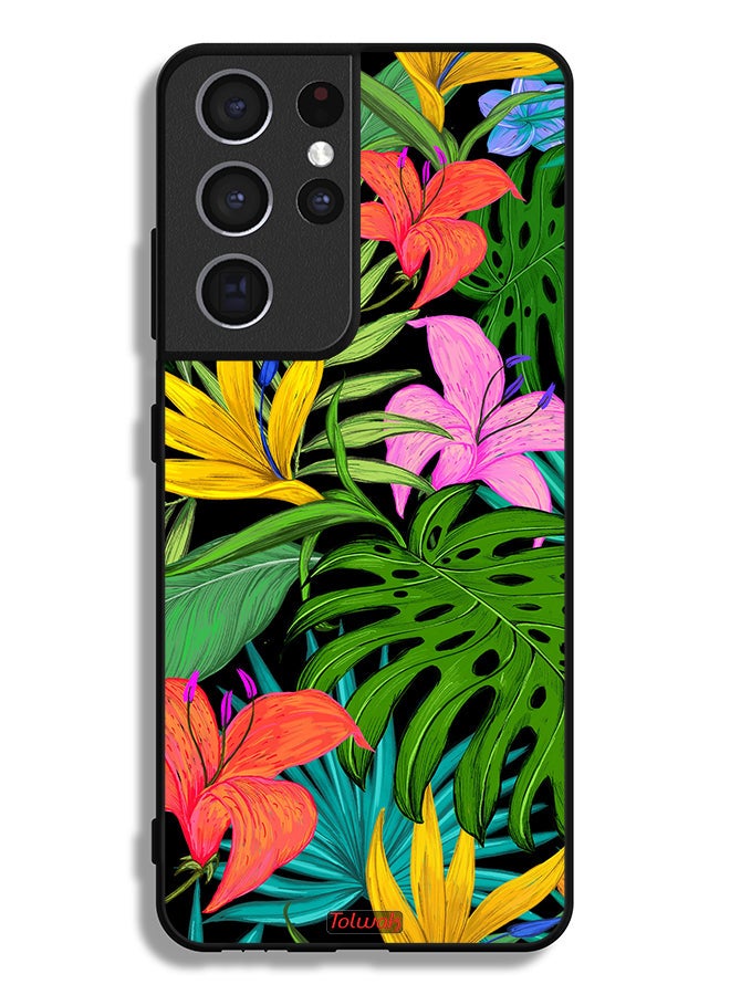 Tolwak Samsung Galaxy S21 Ultra 5G Protective Case Cover Pattern Tropical Flowers Leaves - Image 3