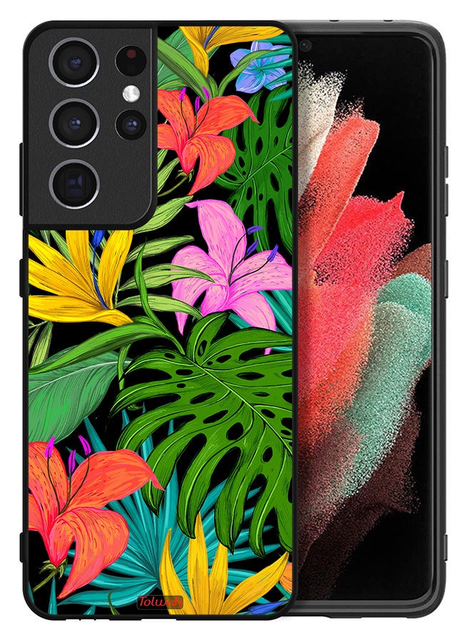 Tolwak Samsung Galaxy S21 Ultra 5G Protective Case Cover Pattern Tropical Flowers Leaves - Image 2