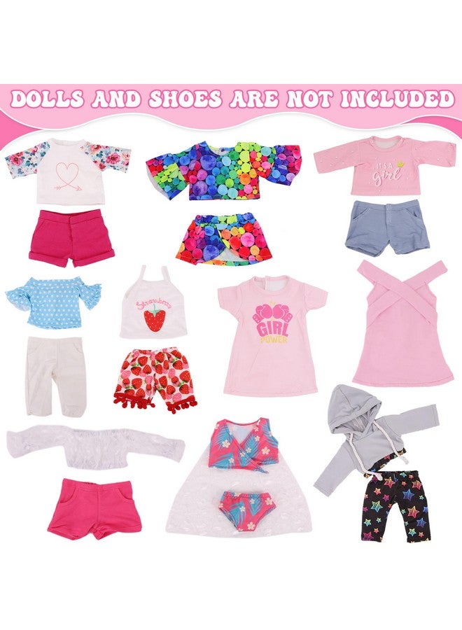 Ecore Fun 18 Pcs American 18 Inch Doll Clothes,10 Sets Girl Doll Clothing And Accessories Outfits For 18 Inch Girl Doll,Including Dress,Shorts,Swimsuits (No Doll) - Image 2