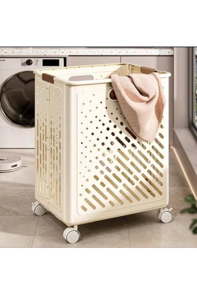 Large laundry basket with wheels - 50-liter capacity, multi-functional, foldable laundry basket for bathroom, balcony, and home organization - Image 1