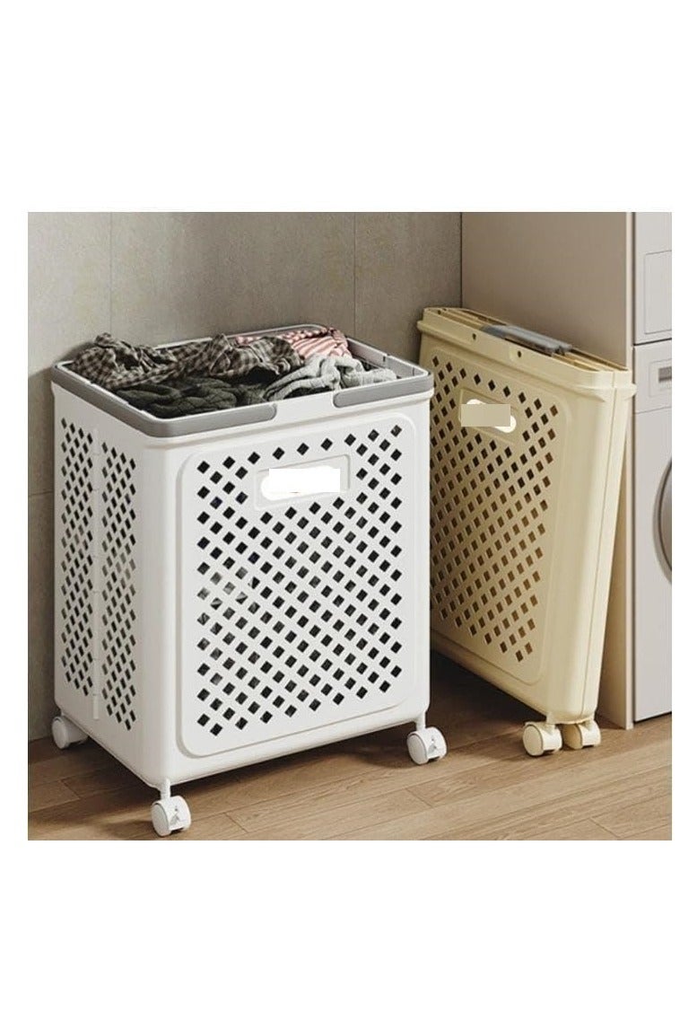 Large laundry basket with wheels - 50-liter capacity, multi-functional, foldable laundry basket for bathroom, balcony, and home organization - Image 2