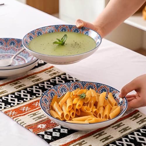 VELINEX Bohemian Style Ceramic Dinnerware Set | 6-Piece Plates & Bowls with Multicolour Mandala Design | Microwave & Dishwasher Safe | Gift Box Packed Tableware - Image 3