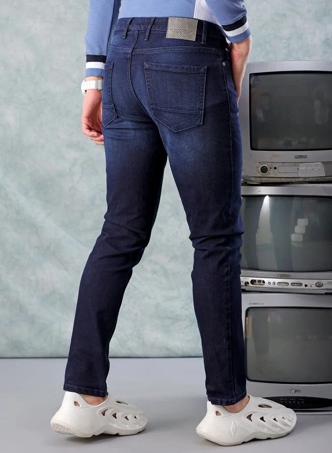 The Indian Garage Co  Men Slim Fit Solid Mid-Rise Stretchable Jeans for Men | Best Price UAE