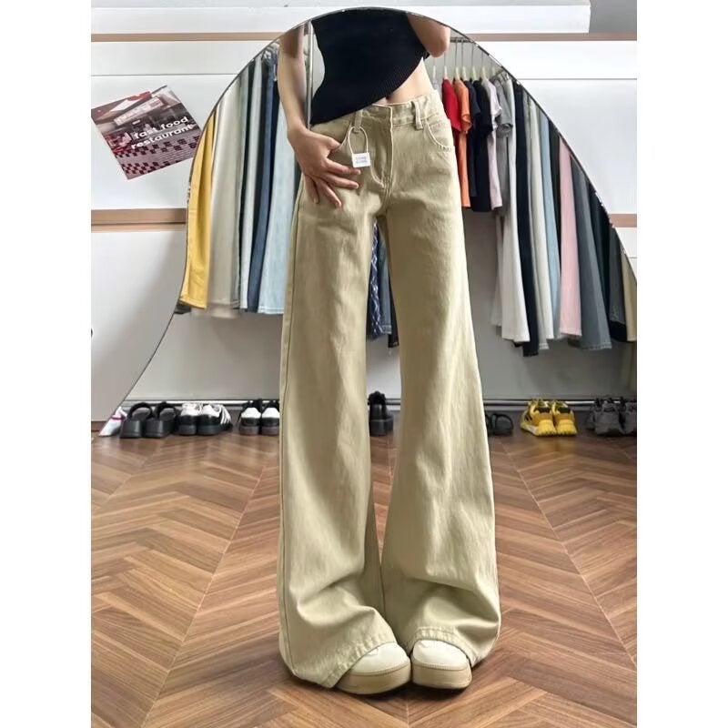 جينز نسائي بخصر مرتفع وساق متسع بوت كت، دنيم قطني، بطول كامل - Image 1