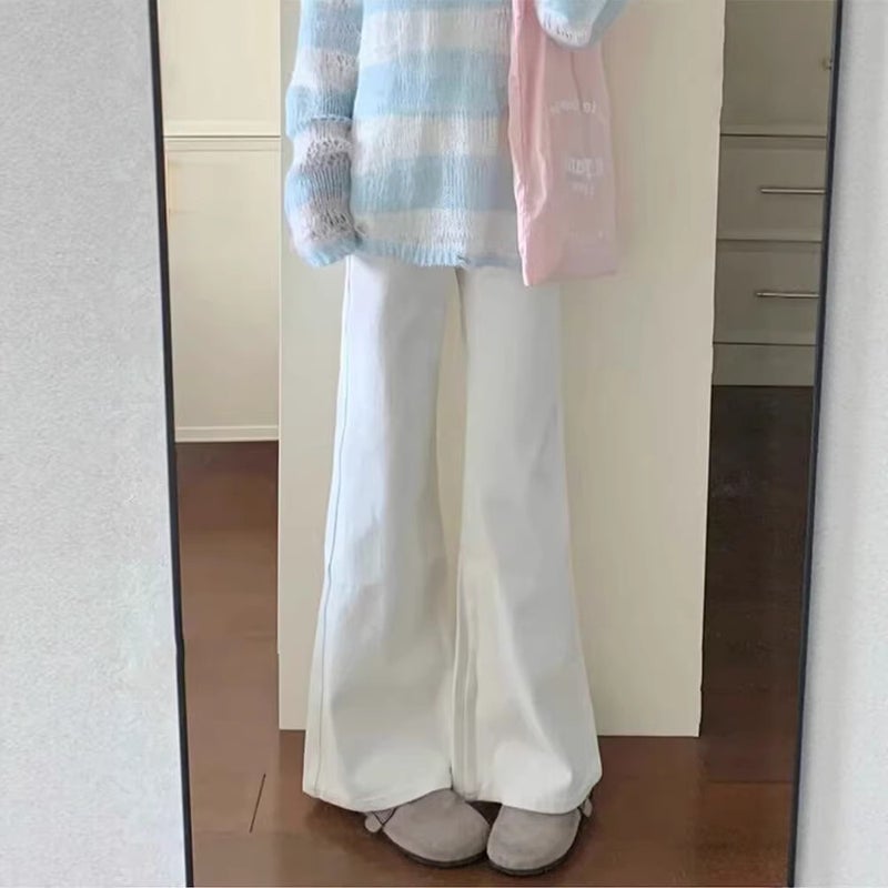 جينز نسائي بخصر مرتفع وساق متسع بوت كت، دنيم قطني، بطول كامل - Image 3