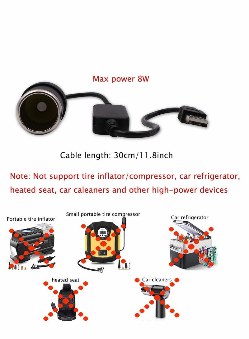 Y&D USB to 12V Car Cigarette Lighter Socket, Step-Up Converter Cable Inverter  - Image 3