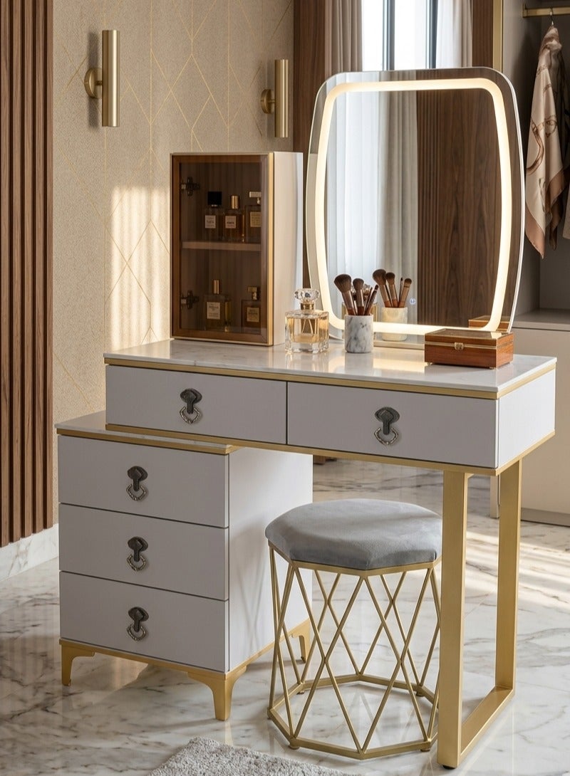 Concent Modern dressing table with LED smart mirror and side storage unit - Image 3