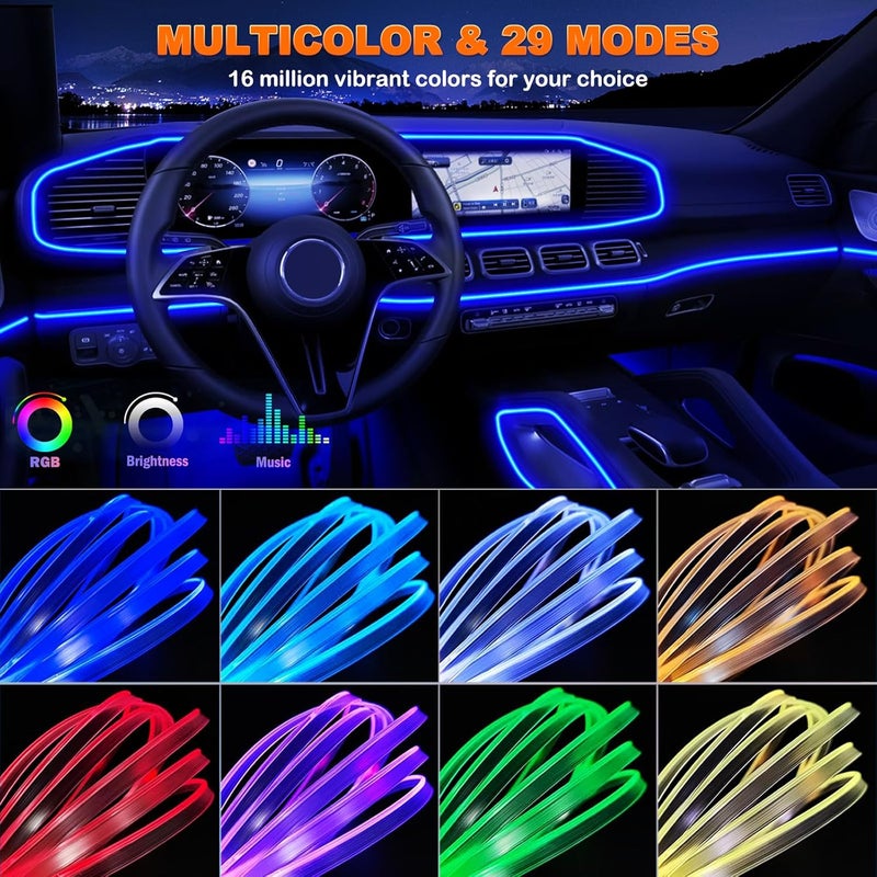 Jushope Interior Car LED Strip Lights with Wireless APP and Remote Control, RGB 5 in 1 Ambient Lighting Kits with 236 inches Fiber Optic, 16 Million Colors Car Neon Lights, Sync to Music - Image 2