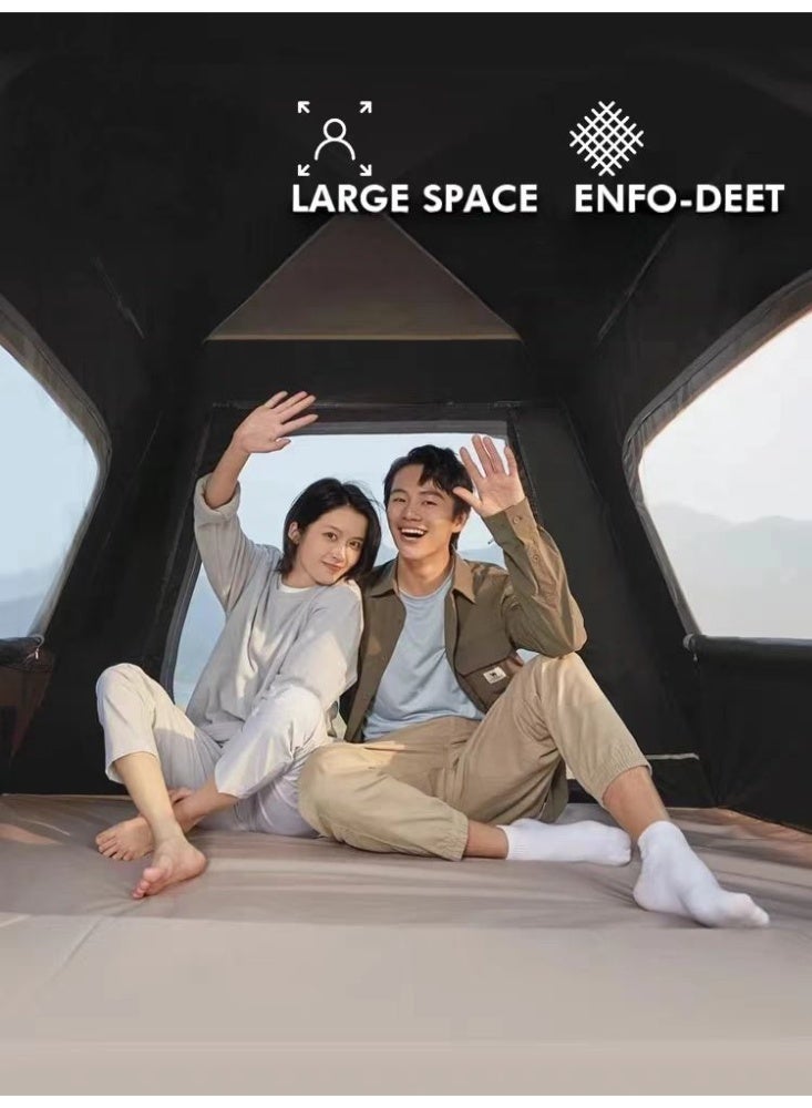 camel 4-Person Automatic Camping Tent with Awning, UPF50+ Blackout Sun Protection, 2000mm Waterproof, Portable Folding 4-Season Tent for Outdoor Overnight/Backpacking/Camping Trips (210x210x135cm) - Image 3