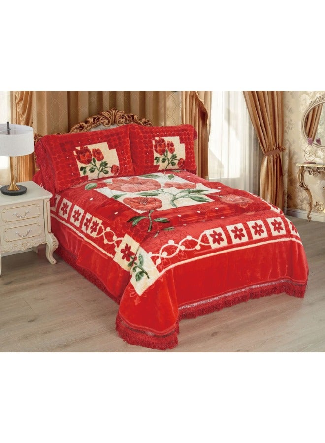 ام اس طقم بطانية شتوية ثقيلة 4 قطع بمقاس 220X240 مع غطاء مرتبة مقاس 260X230 سم و 2 أغطية مخدات مقاس 55X75 سم ، بطانية بطبقة مزدوجة فائقة النعومة مصنوعة من مواد عالية الجودة صناعة ممتازة( وزن الطقم كامل 9 كجم ) - Image 1