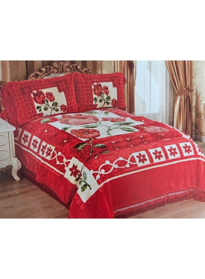 ام اس طقم بطانية شتوية ثقيلة 4 قطع بمقاس 220X240 مع غطاء مرتبة مقاس 260X230 سم و 2 أغطية مخدات مقاس 55X75 سم ، بطانية بطبقة مزدوجة فائقة النعومة مصنوعة من مواد عالية الجودة صناعة ممتازة( وزن الطقم كامل 9 كجم ) - Image 2