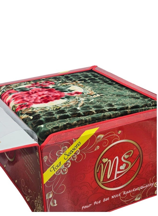 ام اس طقم بطانية شتوية ثقيلة 4 قطع بمقاس 220X240 مع غطاء مرتبة مقاس 260X230 سم و 2 أغطية مخدات مقاس 55X75 سم ، بطانية بطبقة مزدوجة فائقة النعومة مصنوعة من مواد عالية الجودة صناعة ممتازة( وزن الطقم كامل 9 كجم ) - Image 5