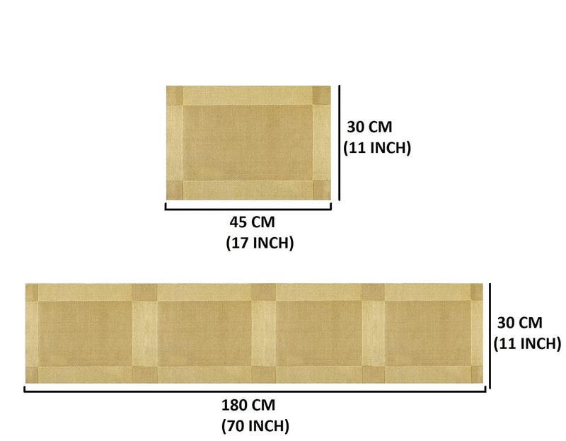 FS COOL Place Mats Woven Crossweave Placemat Vinyl Kitchen Tablemat Washable PVC Table Mats for Dining Table Parties Farmhouse Thanksgiving Christmas 6pcs placemate 1 Runner Gold - Image 2