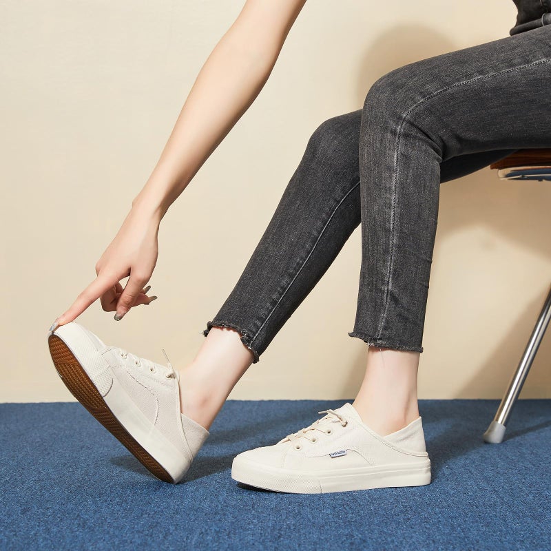 hash bubbie Women's Slip on Shoes Canvas Shoes Non Slip Fashion Canvas Sneakers for Women Low Top Loafersï¼ˆBeige.US10ï¼‰ - Image 3