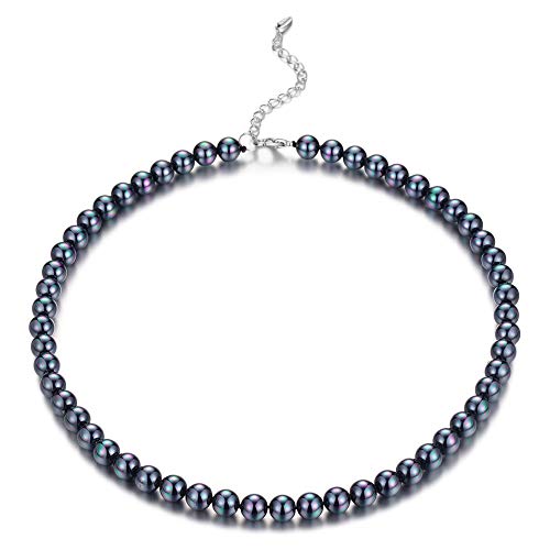 BULINLIN Beaded Strand Pearl Choker Necklace - Fashion Jewelry Birthday Gifts For Women(22-8mm Black) - Image 1