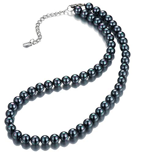 BULINLIN Beaded Strand Pearl Choker Necklace - Fashion Jewelry Birthday Gifts For Women(22-8mm Black) - Image 2