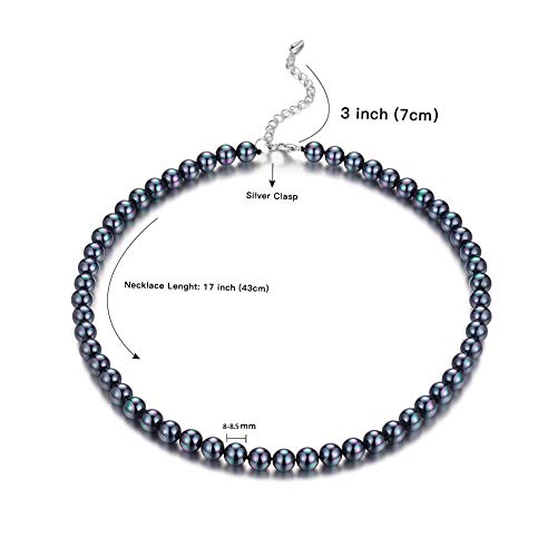 BULINLIN Beaded Strand Pearl Choker Necklace - Fashion Jewelry Birthday Gifts For Women(22-8mm Black) - Image 4