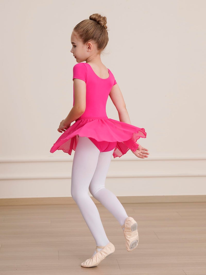 WEGETIT Leotard Girls Gymnastics Toddler Dance Ballet Pink Leotard Dresses with Skirt (Hot Pink,6-8 Years) - Image 5