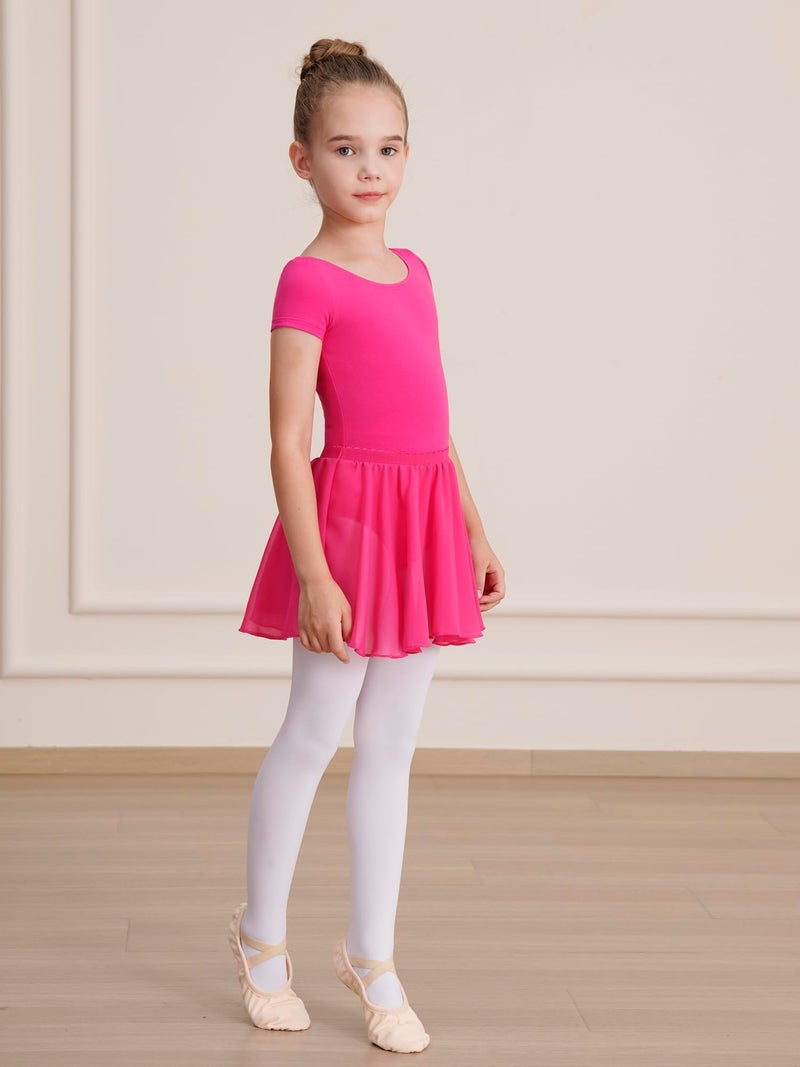 WEGETIT Leotard Girls Gymnastics Toddler Dance Ballet Pink Leotard Dresses with Skirt (Hot Pink,6-8 Years) - Image 3