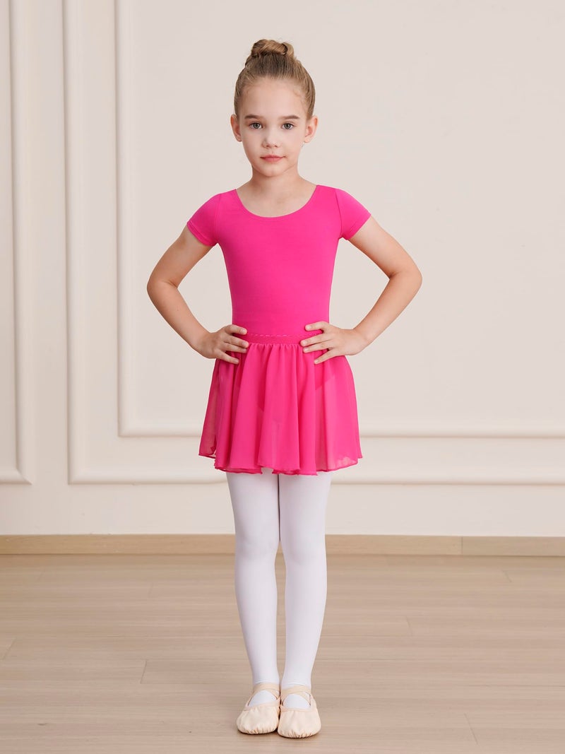 WEGETIT Leotard Girls Gymnastics Toddler Dance Ballet Pink Leotard Dresses with Skirt (Hot Pink,6-8 Years) - Image 2