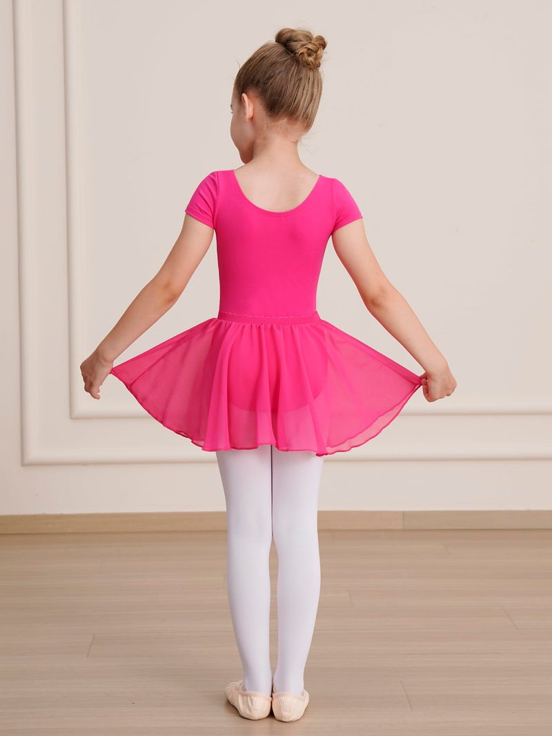 WEGETIT Leotard Girls Gymnastics Toddler Dance Ballet Pink Leotard Dresses with Skirt (Hot Pink,6-8 Years) - Image 4