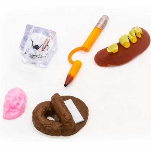 JARU Prank Kit for Kids 6 Pack Funny Gag Toys Set with Ugly Fake Teeth Fake Poop Prank Gum Bug in Ice Pencil Through Finger Funny Prank Gifts for Kids 64166s - Image 5