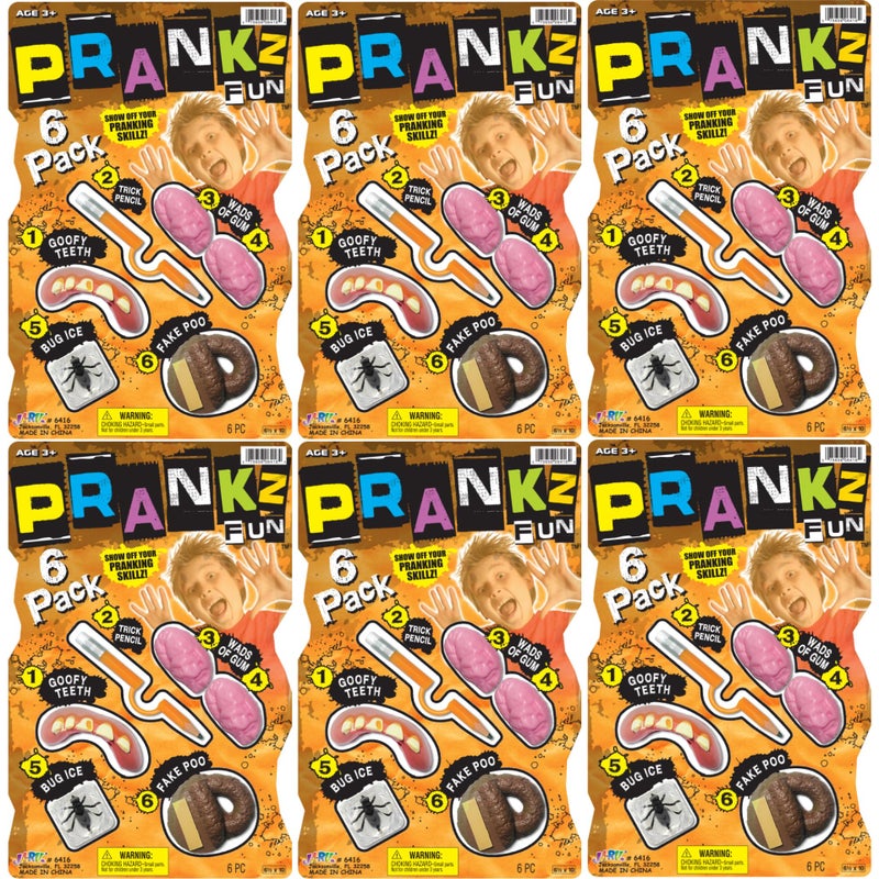 JARU Prank Kit for Kids 6 Pack Funny Gag Toys Set with Ugly Fake Teeth Fake Poop Prank Gum Bug in Ice Pencil Through Finger Funny Prank Gifts for Kids 64166s - Image 2