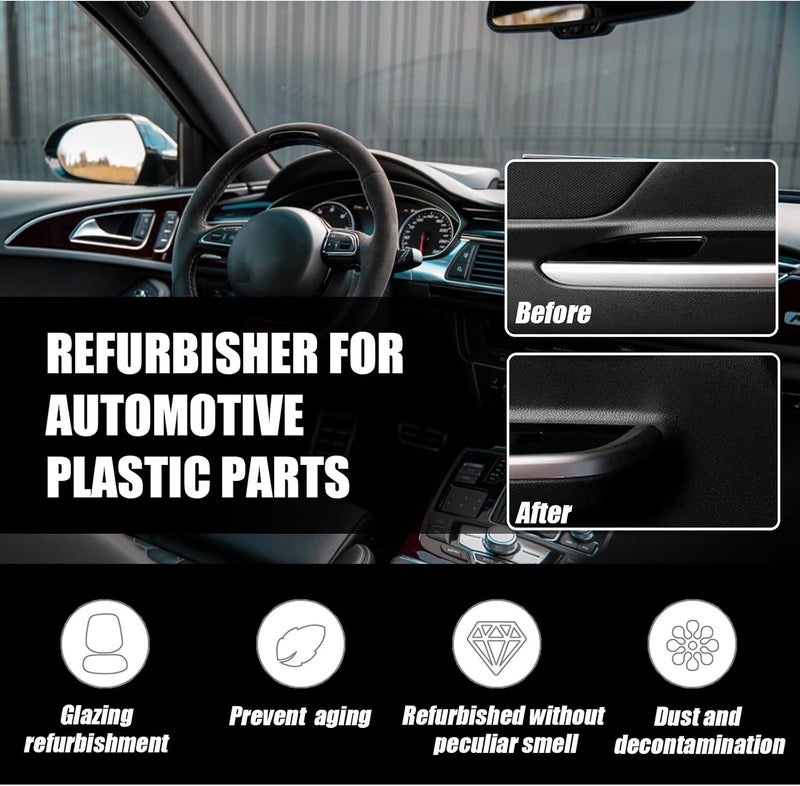 Car Plastic Restore Agent - 30ml Interior & Exterior Plastic Restoration Solution - Formula for Dashboard, Console, & Trim - Includes Sponge - Cleans, Conditions, Shines - UV Protection - Image 3