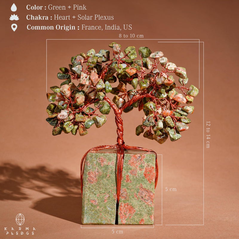 KARMAPLEDGE Crystal Tree for Birthday Gifts for Women, Handmade Raw Crystal Base Unakite Chakra Healing Crystal Tree of Life for Positive Energy, Money, Good Luck, Christmas DÃ©cor, Home and Office Decor - Image 3