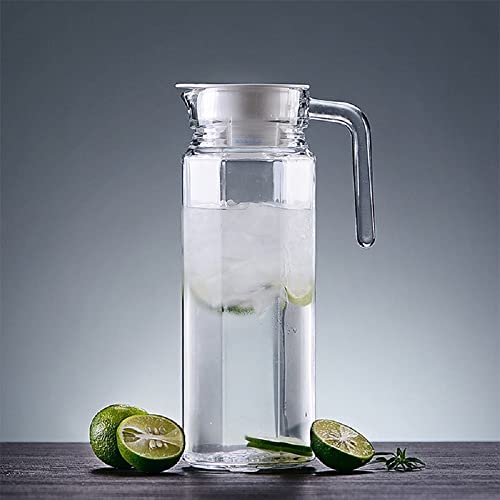 SYANKA Premium Water and Juice Glass Jug Pitcher with lid, 1-Pcs, 1.1-Liter, Hot Cold Water Pitcher Water Jug, Iced Tea, Milk and Juice Beverage Carafe, Lemon Jug. - Image 5