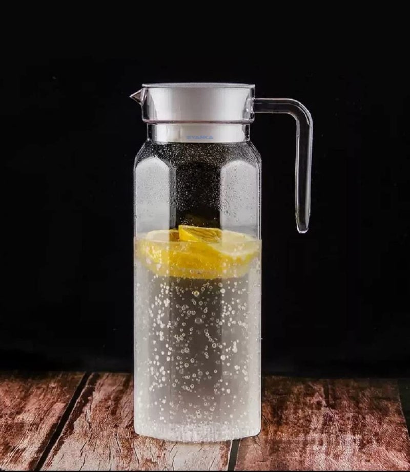 SYANKA Premium Water and Juice Glass Jug Pitcher with lid, 1-Pcs, 1.1-Liter, Hot Cold Water Pitcher Water Jug, Iced Tea, Milk and Juice Beverage Carafe, Lemon Jug. - Image 4