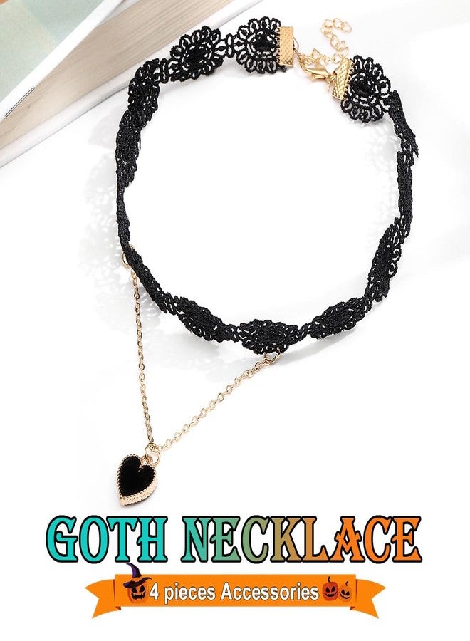 EVILD Black Choker Necklace Heart Pendant Necklaces for Women (C) - Image 2