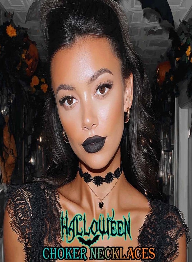 EVILD Black Choker Necklace Heart Pendant Necklaces for Women (C) - Image 5