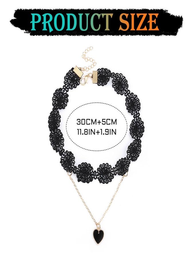 EVILD Black Choker Necklace Heart Pendant Necklaces for Women (C) - Image 4