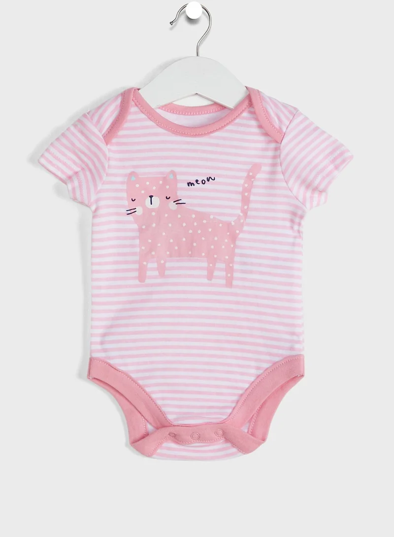 lily and jack Infant Cat Print Bodysuit & Trouser Set With Socks