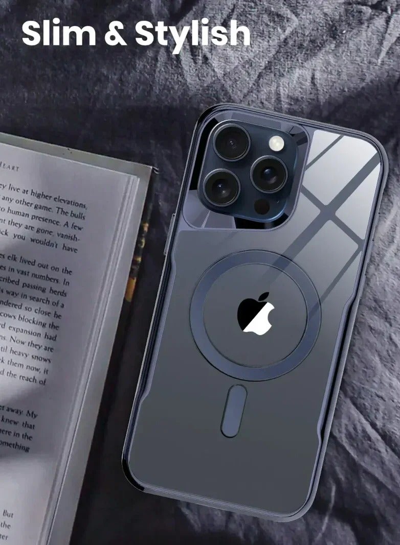 Gear4 Clear Durable Scratch-Resistant Shock Absorption Case Compatible with iPhone 16, Stylish Colorful Frame, Supports Magsafe Charging (Navy Blue) - Image 2