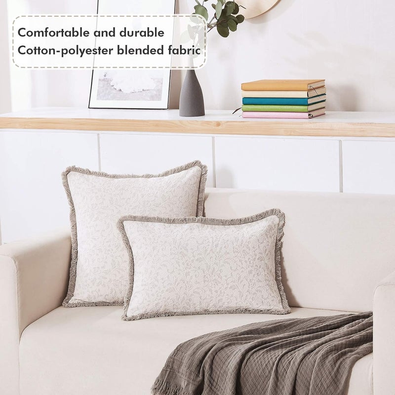 David's Home قطعة واحدة 30cm x 50cm غطاء وسادة قطنية كتان للعمود الفقري، غطاء مكارمي سميك للغاية بنمط حجر مغسول عتيق، بدون حشوة، بيج - Image 3