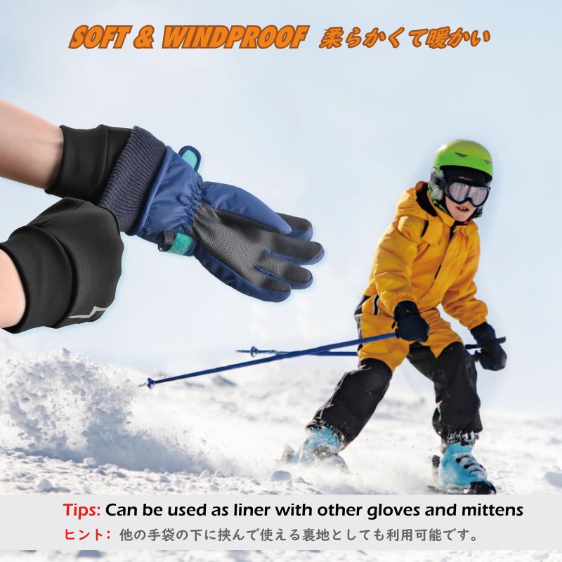 TRIWONDER Kids Winter Cycling Gloves Skiing Gloves Cold Weather Windproof Warm Snowboard Mittens for Boys and Girls (G - Black - Upgraded Version, 10-12 Years Old) - Image 4
