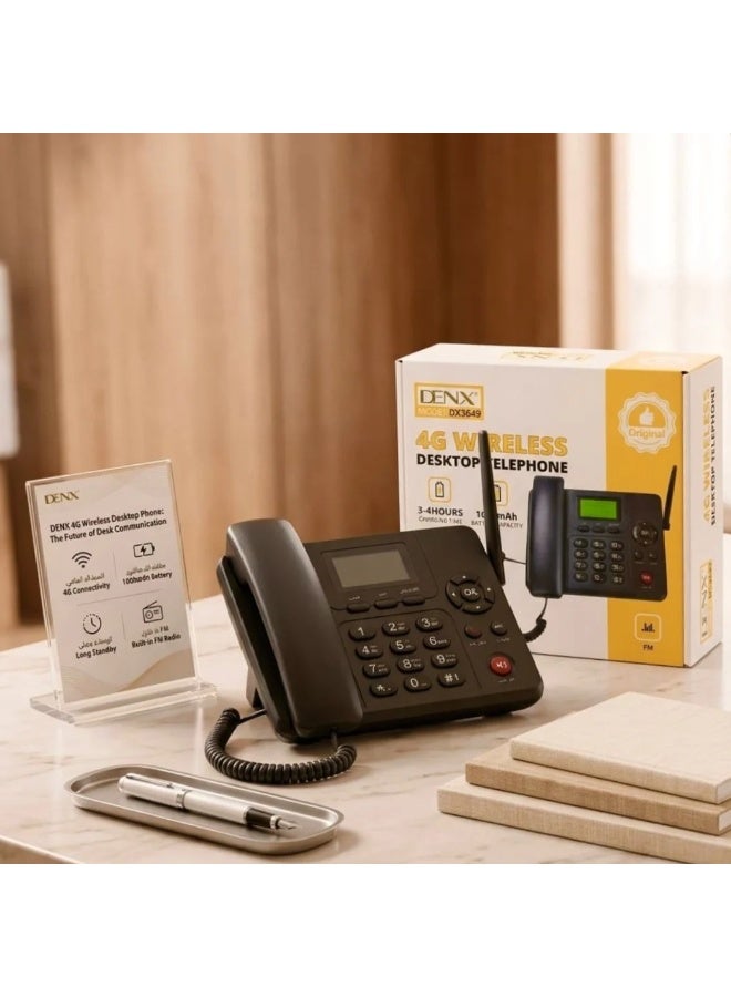 DENX DX3649 4G Desktop Phone with Built-in FM Radio & Long Standby Battery