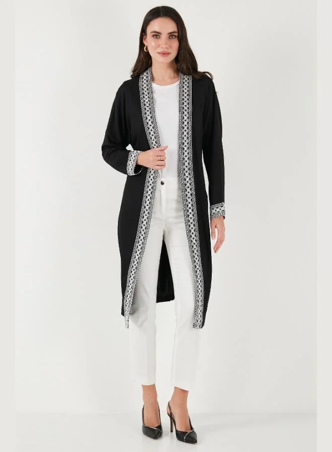 Lela Lela Modest Regular Fit Tied Embroidered Hijab Long Kimono Cardigan Women's CARDIGAN 5866173